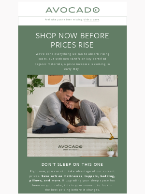 Avocado Green Mattress - Shop now before prices rise.