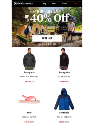Backcountry - 4th of July sale ends TOMORROW