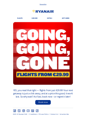 Ryanair - Don’t walk… FLY! Flights from €29.99 🛫