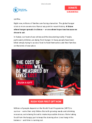 World Food Program USA - Inaction has a deadly cost, cynthia.