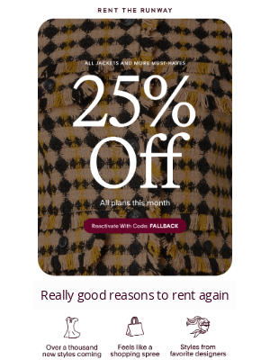 Rent the Runway - 25% off the season's best looks