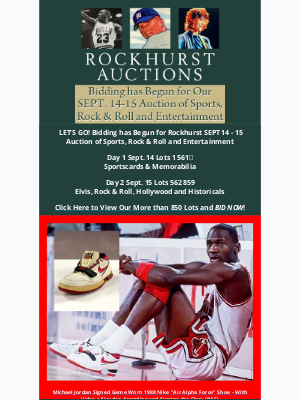 Beckett Media - Bid Now in Rockhurst September 14-15 Auction of Sportscards, Rock & Roll and Autographs