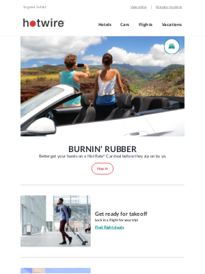Hotwire - Buckle up. These car deals are going from zero to sixty 💨