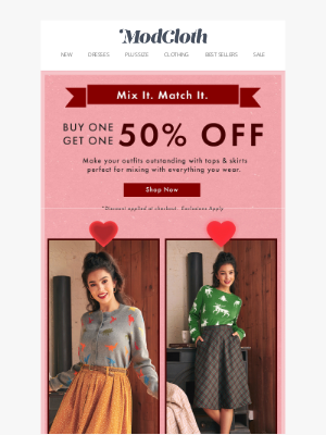 ModCloth - Mix 'n Match 💞 BOGO 50% OFF