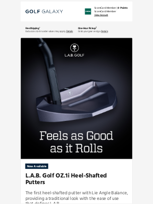 Golf Galaxy - Out NOW ➡️ L.A.B. Golf OZ.1i Heel-Shafted putters