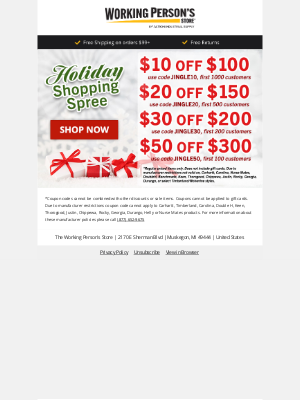 Working Person's Store - 4 Days Left!  Holiday Coupons End 12/18 @ Midnight