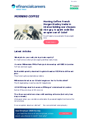 Efinancial careers (United Kingdom) - ☕ French Morgan Stanley trader in intense bidding war chooses nice guy