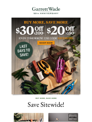 Garrett Wade - ⏰ $30 Savings Ends TOMORROW!