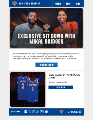 New York Knicks - Mikal Bridges Exclusive Interview with Monica McNutt