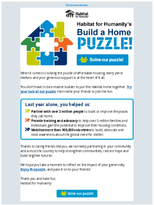 Habitat for Humanity - Can you fit the pieces together?