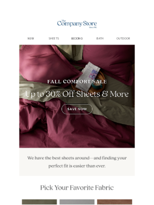 The Company Store - Best Sheets Ever—Up to 30% Off 🛏️