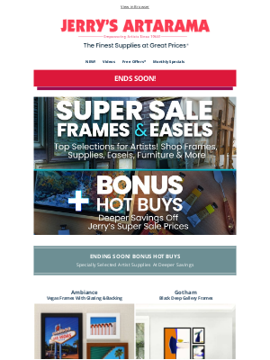 Jerry's Artarama - ENDS SOON! Best-Selling Frames & Furniture Now on Super Sale! 🖼️