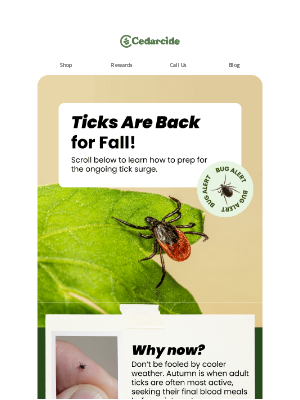 Cedarcide - Heads up! 🔔 A fall tick surge is happening now