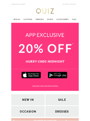 Quiz Clothing (UK) - 20% off the app until midnight ⭐️