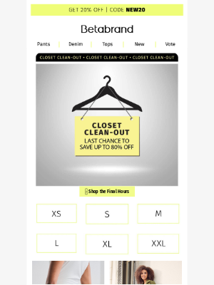 Betabrand - Final Day: Closet Clean-Out Ends at Midnight