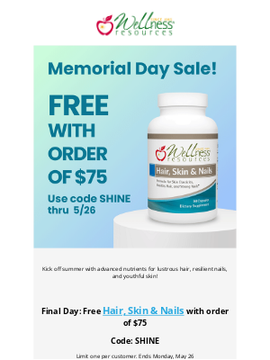 Wellness Resources - Hurry! Memorial Day Sale Ends Today