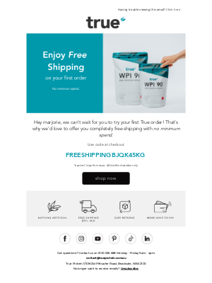 True Protein (Australia) - Enjoy free shipping, no minimum spend.