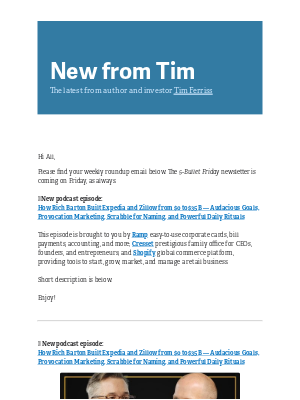 Tim Ferriss - New from Tim — 