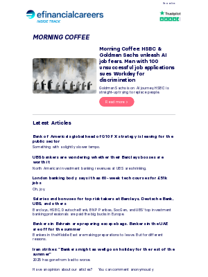Efinancial careers (United Kingdom) - ☕ HSBC & Goldman Sachs unleash AI job fears