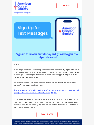 American Cancer Society - 📱Sign up and $1 will be given to help end cancer!