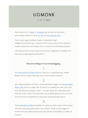 Ugmonk - 5 things I'm digging – June edition