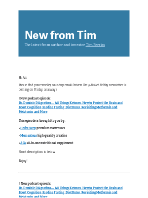 Tim Ferriss - New from Tim — 