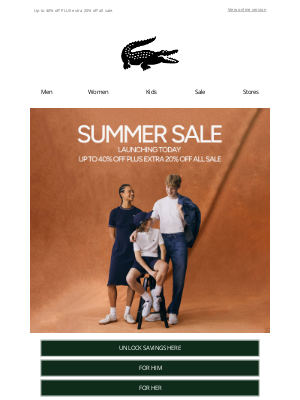 Lacoste - LAUNCHING NOW. Summer Sale.