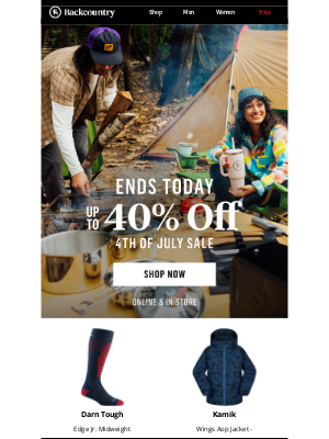 Backcountry - 4th of July Sale ends TODAY | Up to 40% off