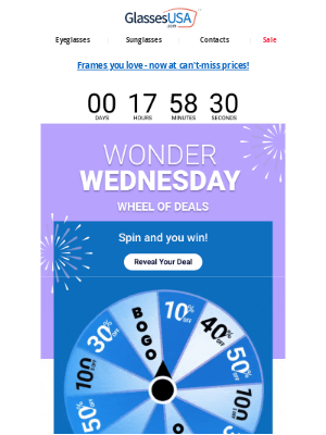 Glasses USA - 🎡 Yay! Spin & Win Wednesday is happening now 👓
