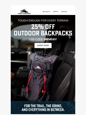 High Sierra - 25% Off: Memorial Day Sale Starts Now