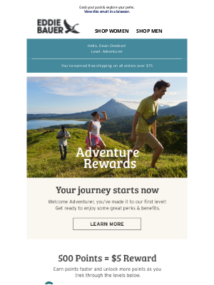 Eddie Bauer - Welcome To Adventure Rewards!