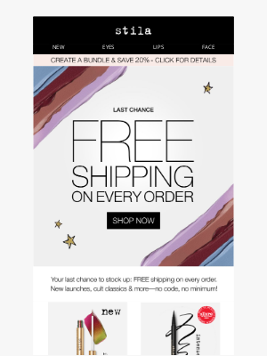Stila Cosmetics - FINAL HOURS: Free Shipping Ends Tonight! 🚨