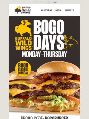 Buffalo Wild Wings - GET BOGO DEALS 4 DAYS A WEEK 💪