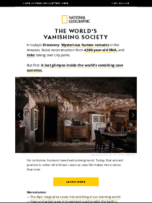 National Geographic - Modern-day cave societies; a face made from 4,500-year-old DNA; avoiding ticks in city parks