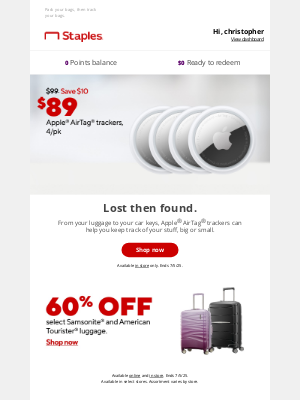 Staples - Grab this AirTag deal for your next trip.