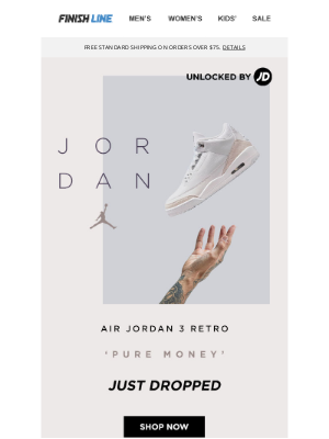 Finish Line - Just Released: Air Jordan 3 Retro 'Pure Money'