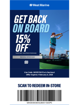 West Marine - Treat Yourself to 15% Off Your Purchase.