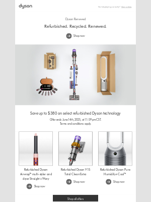 Dyson - Limited time offer: Save on select expertly refurbished Dyson machines