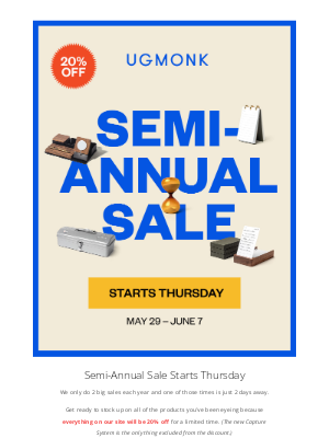 Ugmonk - We only do this twice a year ✌️