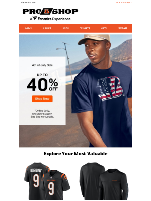 Cincinnati Bengals - Up To 40% Off 4th Of July Sale Starts Now!