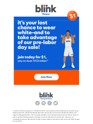 Blink Fitness - 🚨The Blink fitness pre-Labor Day sale is almost over 😱