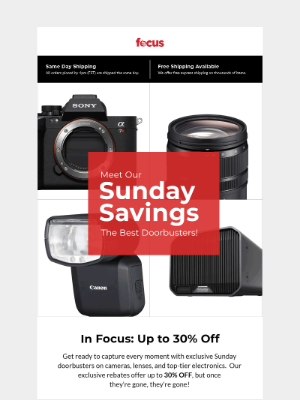 Focus Camera - Sunday Savings 📸 Up to $500 Off cameras, lenses & more