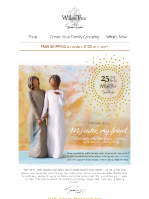 Willow Tree� by Susan Lordi - NEW My sister, my friend (darker skin)