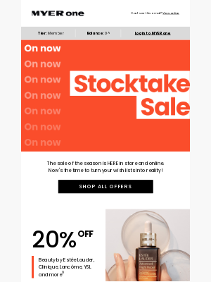 MYER (Australia) - Our unmissable Stocktake Sale has arrived! Shop 50% off selected homewares