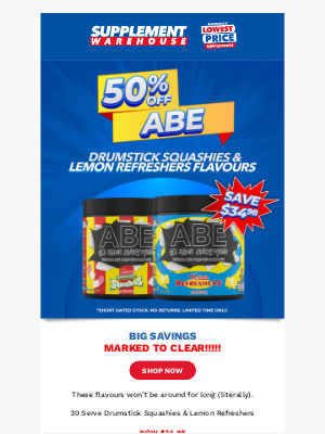 Supplement Warehouse (Australia) - 50% OFF ABE! ⚡