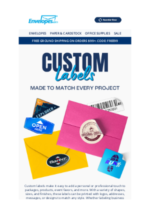 Envelopes - Add a personal touch with Custom Labels. Design them your way today! 📩