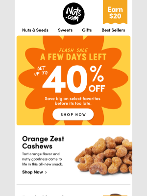 Nuts - Final days to snag up to 40% OFF!