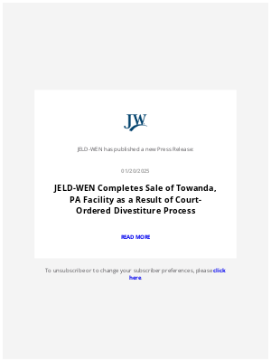 Jeld-Wen - JELD-WEN Email Alerting Service