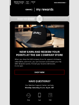 GMC - Vivian., shop the GM Company Store to earn and redeem My GMC Rewards points