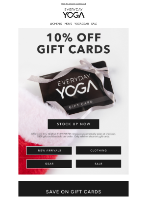 YogaOutlet - 10% OFF Gift Cards ⭐ It's Not Too Late ➡️